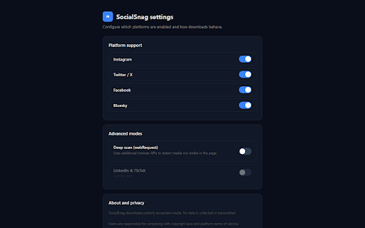 SocialSnag :: Download full-resolution social media from direct post links or the right-click menu.