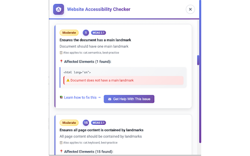 Website Accessibility Checker :: Comprehensive accessibility checker for WCAG 2.1/2.2, Section 508, EN 301 549, ADA, AODA, and 9 EU standards including EAA 2025