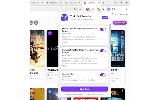 Trakt V3 Tweaks :: Toggleable tweaks for the terrible Trakt v3 interface