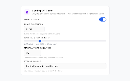 BuyTime – Think Before You Spend :: See every purchase in pints, takeouts & work hours. Add a cooling-off timer so impulse buys don't stand a chance.