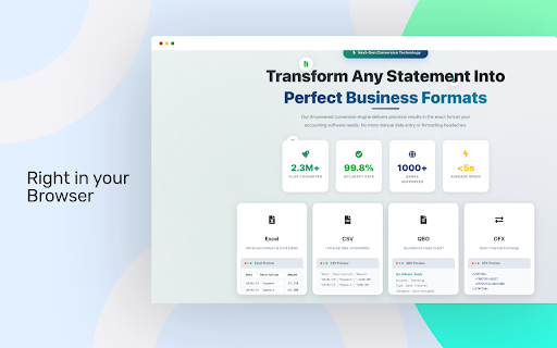 Bank Statement Conversion :: Convert PDF bank statements to Excel, CSV, QBO, OFX & more formats. AI-powered transaction extraction and expense categorization.