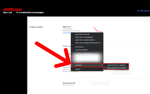 stURLizer :: Rid query parameters from page URLs and links, copy them to the clipboard, or open the cleaned link in a new tab