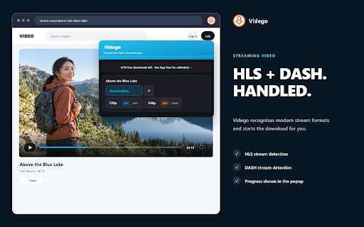 Vidego - Universal Video Downloader :: Download videos in one click.
