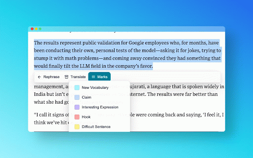 Captur :: Turn your favorite YouTube videos, articles, and blogs into systematic vocabulary learning. Click to save as flashcard.