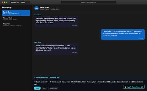 ReplyAI - Smart Email Replies :: Write Gmail & Outlook replies in seconds with free on-device AI — no key, no signup. Pick a tone, get a ready-to-send draft.