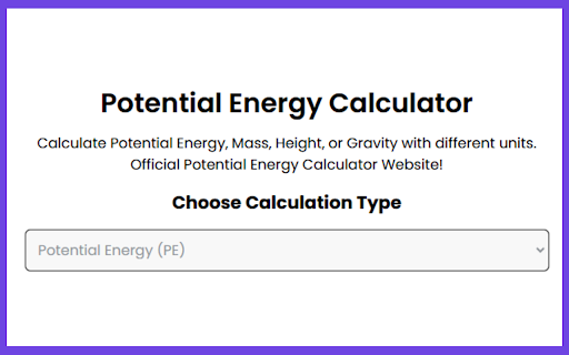 Potential Energy Calculator :: Official Chrome Extension for Potential Energy Calculations