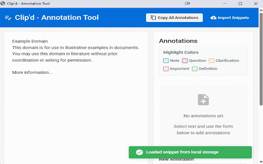 Clip'd :: Select, mark up, and copy text/images from web pages — export, send to clipboard, or save with annotation and AI OCR support!!