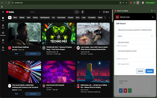 Watch Link (Beta) :: Share and discover video recommendations based on your current YouTube video.