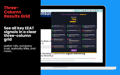 EEAT Content Auditor :: Audit any page for EEAT (Expertise, Experience, Authoritativeness, Trustworthiness) in one click.