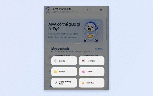 AIVA PromptOS :: AIVA - Trợ lý AI thông minh trên trình duyệt. Phân tích nội dung, tự động hóa quy trình và giải đáp mọi câu hỏi trên mọi trang web.