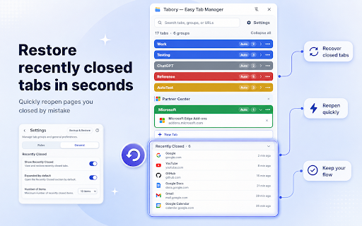 Tabory — Easy Tab Manager :: An easy, rule-based tab manager for Chrome.