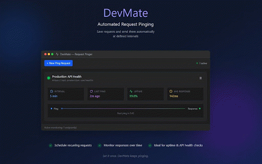 DevMate AI :: AI-powered developer toolkit - Local storage viewer, credential manager, code keeper, API pinger, and more.