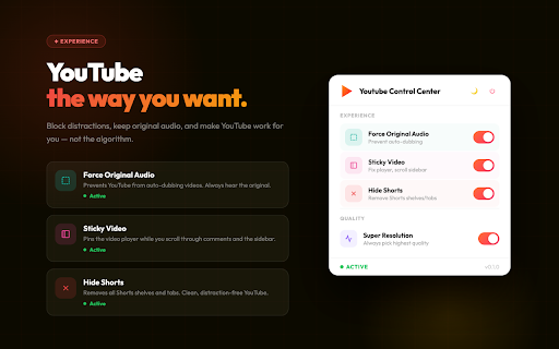 Youtube Control Center :: A powerful extension to control and enhance YouTube