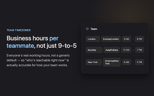 Team Timezones :: Find times across the world. Set your home base and see times for your international team. Perfect for scheduling meetings.