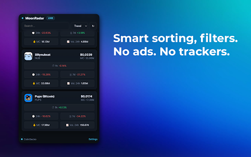 MoonRadar - Wеb3 & Crуpto Analytics :: Discover trending Solana Memecoins in Real Time
