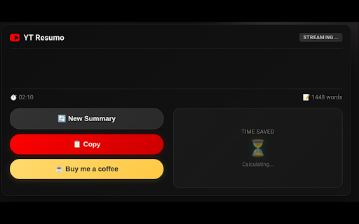 YouTube Video Summarizer - YT Resumo :: Instantly summarize any YouTube video with AI. Key points, timestamps & TL;DR from transcripts. Runs 100% locally & private.