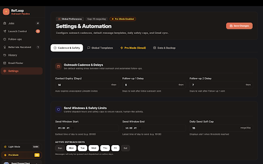 RefLoop — LinkedIn Referral Tracker :: Track your referral outreach pipeline. Log jobs, manage contacts on LinkedIn and Email, and never miss a follow-up.