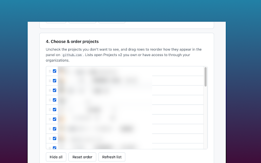 Better GitHub Home :: Adds organizations and Projects v2 panels next to the github.com home feed, with hide/reorder and hover prerendering.