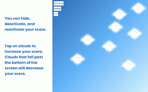 No Clouds: Interactive Audio Visualizer :: Audio visualizer game with scrolling clouds. Click on clouds to clear the sky! no-clouds.com