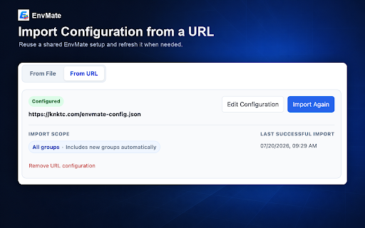 EnvMate :: Identify test environments, add page markers, and fill test accounts on demand.