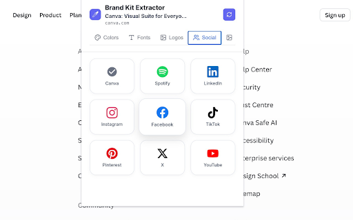 Brand Kit Extractor :: Instantly extracts colors, fonts, logos, social links and images from any website.