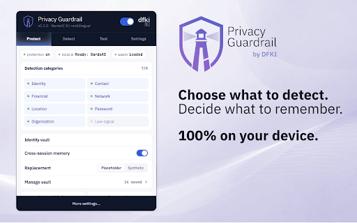 Privacy Guardrail :: Review and replace personal data in text before pasting into LLM chats. Runs locally in your browser. Assistive only.