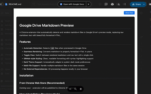 Google Drive Markdown Preview :: Automatically renders markdown files in Google Drive preview mode