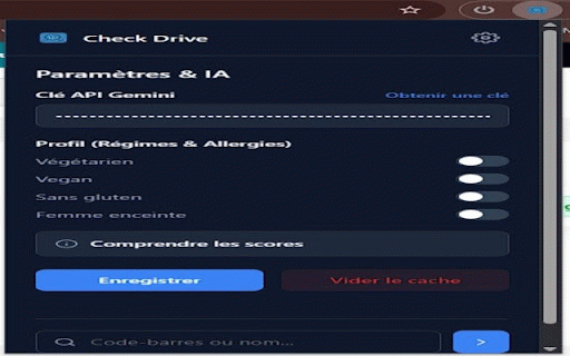 Check Drive Products :: Affiche instantanément le Nutri-Score, l'Eco-Score, le score NOVA et les rappels produits lors de vos courses en ligne.