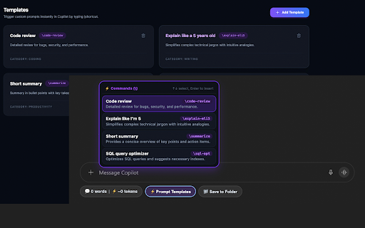 Power Copilot - PowerTools & Exports :: Supercharge Microsoft Copilot & M365 Chat with Prompt Templates, Slash Commands, 1-Click Exports, Full-Width Mode, and Side Panel.