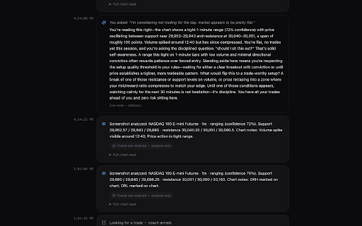 Helm — AI Trading Coach :: A read-only coach beside your TradingView chart — observes the tab you attach, coaches your discipline, and can never trade.