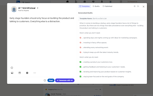 Amplifeed: Amplify Your Brand on LinkedIn :: Boost your LinkedIn presence with Amplifeed. Share an idea or a thought, we draft a LinkedIn post for you.