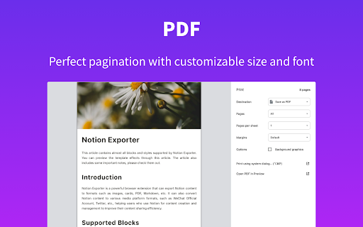 Notion Exporter - Image | Cards | PDF | Slide :: Export Notion page into various formats such as image, cards, PDF, Slide and so on, while preserving Notion's layout and style.