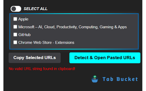 Tab Bucket :: Copy, and open multiple links across active tabs with ease.