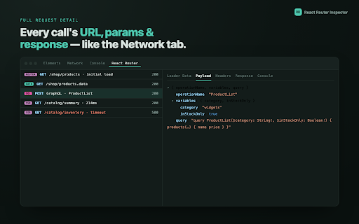 React Router Inspector :: Inspect React Router loader/action data flow — payloads and response bodies, per route, decoded.