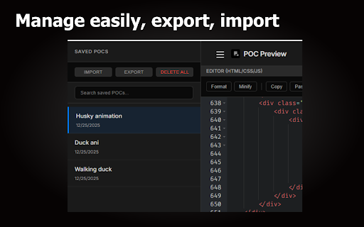 POC Preview - Quickly HTML/CSS/JS Playground :: Quickly preview HTML/CSS/JS POCs with live rendering.