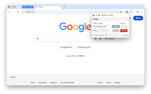 Refresh n Click - Auto Click :: Auto-refresh a page until a button with your text appears, then click it. Never the hidden look-alikes. No data collected.