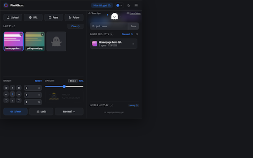 PixelGhost: Pixel Perfect Design Overlay & Visual QA :: Pixel perfect design overlay. Drop a mockup on any page and see where your build drifts. All features free, no account.