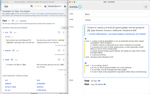 Ordböcker: Learn Swedish, Norwegian & Danish :: A customizable dictionary extension that supports double-click lookups, multiple dictionaries, and anki integration.
