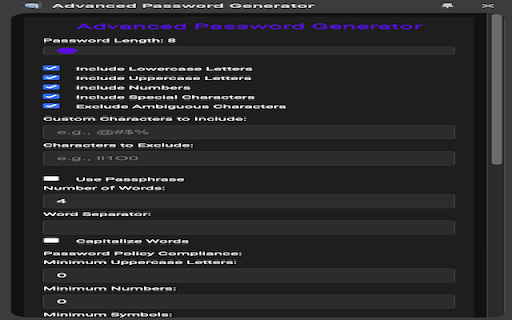 Advanced Password Generator :: Generate secure passwords/passphrases with customizable options, along with integrated right-click menu options for quick use.