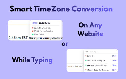 ClockinSync – Timezone Converter & World Clock :: World clock & timezone converter with DST alerts, public holiday warnings & reminders. Auto-detects times on any webpage.