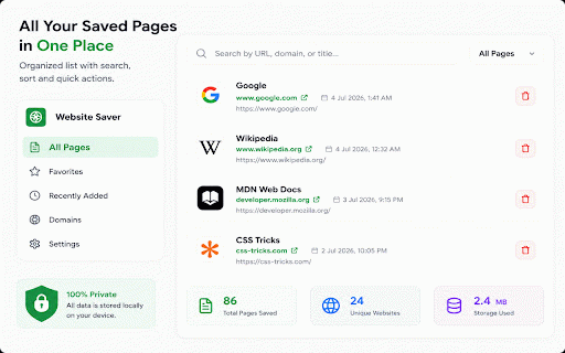 Website Saver :: Helps you track visited and saved web pages to avoid accidental duplicate visits or applications.
