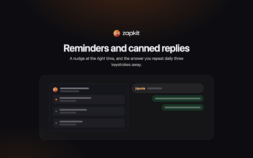 Zapkit for WhatsApp Web: transcribe, translate, privacy :: Tools inside WhatsApp Web: transcribe, translate and rewrite, plus privacy, reminders, quick replies and a PIN lock.