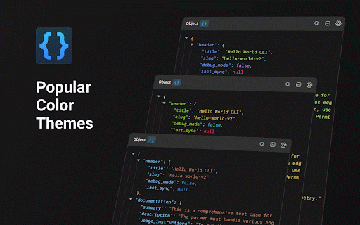 JSON Parse :: JSON Formatter & Viewer with interactive tree view to beautify JSON. Features Side Panel UI, Raw Page Takeover, search, and themes.