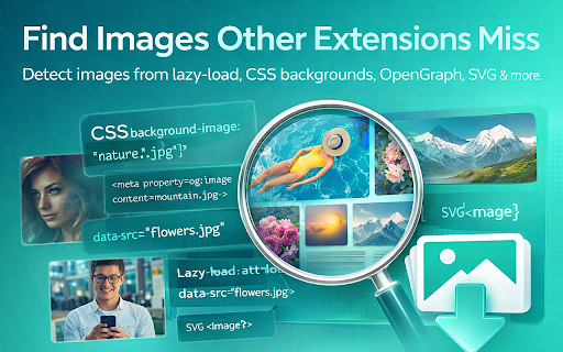 Image Downloader - All-in-One :: Image downloader for every webpage. Bulk download photos, CSS backgrounds, SVGs & lazy-loaded images. Preview & filter by size.
