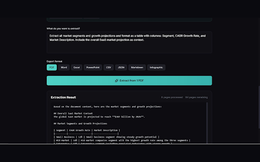 PullPDF - AI PDF Data Extractor :: Extract data from any PDF with AI. Get tables, text, and structured data as JSON, CSV, Excel, or Infographic.