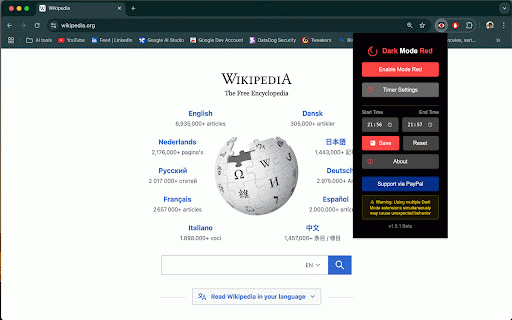Dark Mode Red :: Night vision friendly red overlay for your screen. Perfect for military ops, stargazing, and night browsing.