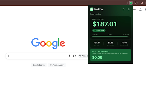 WorkPay - Salary Tracker :: Watch your salary tick up in real-time. Set your schedule, pick your currency — know exactly what you earned, second by second.