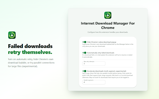 Internet Download Manager For Chrome :: Manage all your downloads in one place: search, filter, pause/resume, and automatically retry failed downloads.