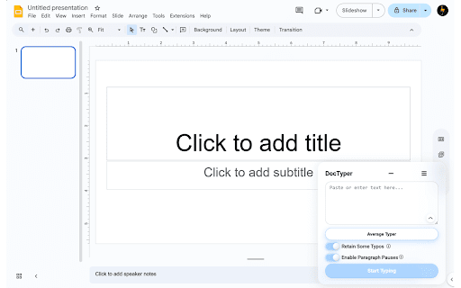 DocTyper: Most Advanced Human Typer for Google Docs & Slides :: Simulates insanely realistic human-like typing in Google Docs and Slides.