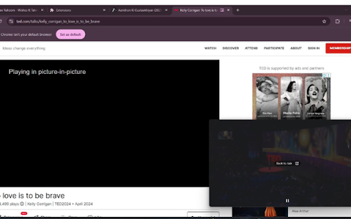Auto PiP Video :: Automatically enable Picture-in-Picture for videos when switching tabs (first auto, then requires key press).